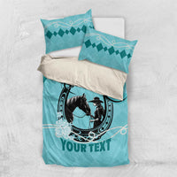 Personalized Kentucky Horse Racing Bedding Set Beauty and The Horse Teal Version LT01
