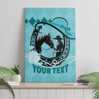 Personalized Kentucky Horse Racing Canvas Wall Art Beauty and The Horse Teal Version LT01