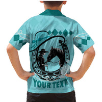 Personalized Kentucky Horse Racing Family Matching Mermaid Dress and Hawaiian Shirt Beauty and The Horse Teal Version LT01