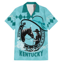 Personalized Kentucky Horse Racing Family Matching Mermaid Dress and Hawaiian Shirt Beauty and The Horse Teal Version LT01