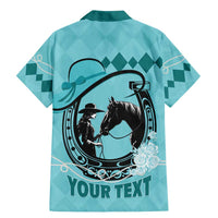 Personalized Kentucky Horse Racing Family Matching Mermaid Dress and Hawaiian Shirt Beauty and The Horse Teal Version LT01
