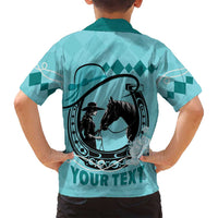 Personalized Kentucky Horse Racing Family Matching Off Shoulder Maxi Dress and Hawaiian Shirt Beauty and The Horse Teal Version LT01