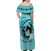 Personalized Kentucky Horse Racing Family Matching Off Shoulder Maxi Dress and Hawaiian Shirt Beauty and The Horse Teal Version LT01