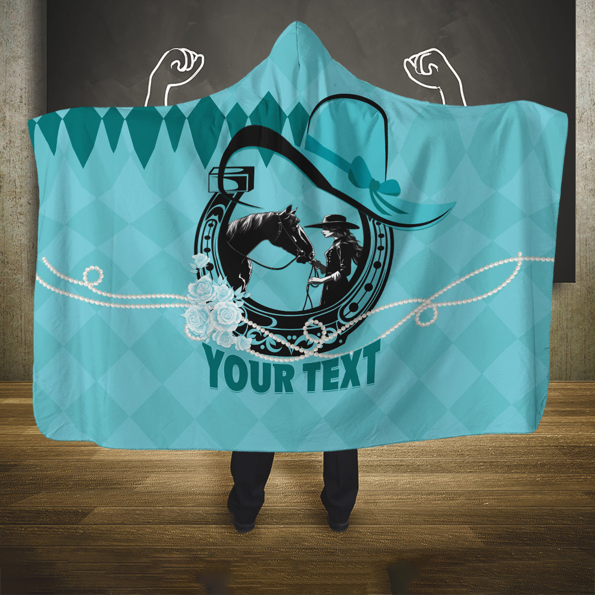 Personalized Kentucky Horse Racing 2024 Hooded Blanket Beauty and The Horse Teal Version