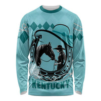 Personalized Kentucky Horse Racing Long Sleeve Shirt Beauty and The Horse Teal Version LT01