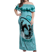 Personalized Kentucky Horse Racing Off Shoulder Maxi Dress Beauty and The Horse Teal Version LT01