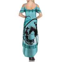 Personalized Kentucky Horse Racing Summer Maxi Dress Beauty and The Horse Teal Version LT01