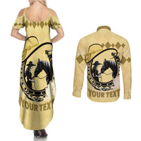 Personalized Kentucky Horse Racing Couples Matching Summer Maxi Dress and Long Sleeve Button Shirt Beauty and The Horse Yellow Version LT01