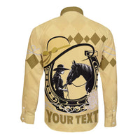 Personalized Kentucky Horse Racing Long Sleeve Button Shirt Beauty and The Horse Yellow Version LT01