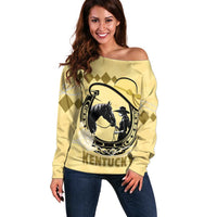 Personalized Kentucky Horse Racing Off Shoulder Sweater Beauty and The Horse Yellow Version LT01