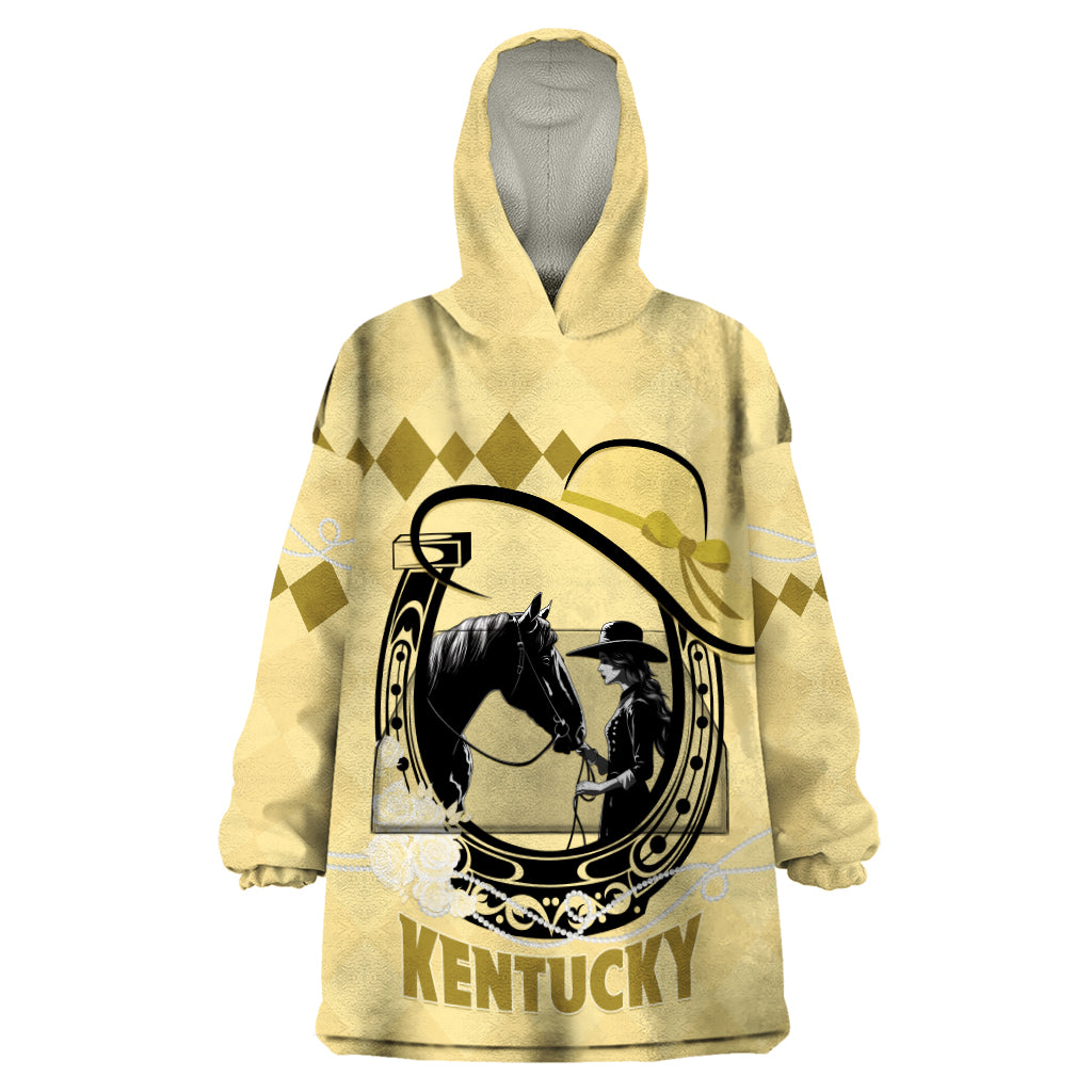 Personalized Kentucky Horse Racing 2024 Wearable Blanket Hoodie Beauty and The Horse Yellow Version