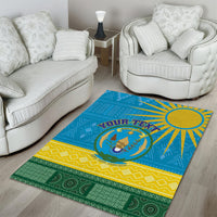 Personalized Rwanda Area Rug Coat of Arms With African Pattern - Wonder Print Shop