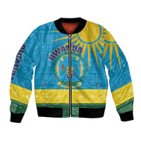 Personalized Rwanda Bomber Jacket Coat of Arms With African Pattern - Wonder Print Shop