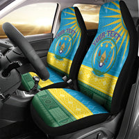 Personalized Rwanda Car Seat Cover Coat of Arms With African Pattern - Wonder Print Shop
