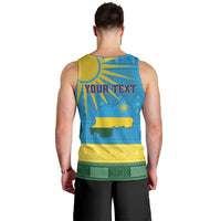 Personalized Rwanda Men Tank Top Coat of Arms With African Pattern - Wonder Print Shop
