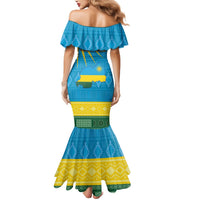 Personalized Rwanda Mermaid Dress Coat of Arms With African Pattern - Wonder Print Shop