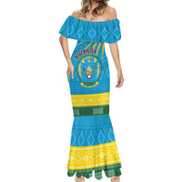 Personalized Rwanda Mermaid Dress Coat of Arms With African Pattern - Wonder Print Shop