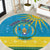 Personalized Rwanda Round Carpet Coat of Arms With African Pattern