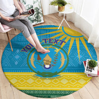 Personalized Rwanda Round Carpet Coat of Arms With African Pattern