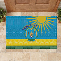 Personalized Rwanda Rubber Doormat Coat of Arms With African Pattern - Wonder Print Shop