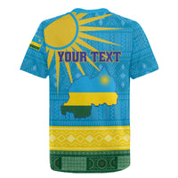 Personalized Rwanda Rugby Jersey Coat of Arms With African Pattern - Wonder Print Shop