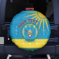 Personalized Rwanda Spare Tire Cover Coat of Arms With African Pattern - Wonder Print Shop