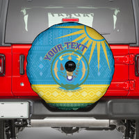 Personalized Rwanda Spare Tire Cover Coat of Arms With African Pattern - Wonder Print Shop