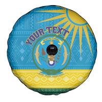 Personalized Rwanda Spare Tire Cover Coat of Arms With African Pattern - Wonder Print Shop