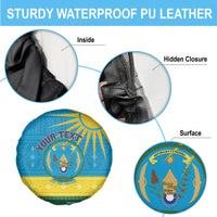 Personalized Rwanda Spare Tire Cover Coat of Arms With African Pattern - Wonder Print Shop