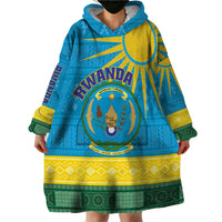 Personalized Rwanda Wearable Blanket Hoodie Coat of Arms With African Pattern - Wonder Print Shop