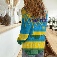 Personalized Rwanda Women Casual Shirt Coat of Arms With African Pattern - Wonder Print Shop