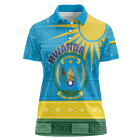 Personalized Rwanda Women Polo Shirt Coat of Arms With African Pattern - Wonder Print Shop