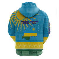Personalized Rwanda Zip Hoodie Coat of Arms With African Pattern - Wonder Print Shop