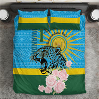 Rwanda Independence Day Bedding Set Leopard With Roses - Wonder Print Shop