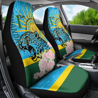 Rwanda Independence Day Car Seat Cover Leopard With Roses - Wonder Print Shop