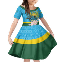 Rwanda Independence Day Family Matching Short Sleeve Bodycon Dress and Hawaiian Shirt Leopard With Roses - Wonder Print Shop