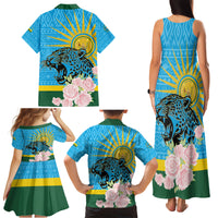 Rwanda Independence Day Family Matching Tank Maxi Dress and Hawaiian Shirt Leopard With Roses - Wonder Print Shop