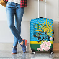 Rwanda Independence Day Luggage Cover Leopard With Roses - Wonder Print Shop