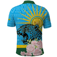 Rwanda Independence Day Polo Shirt Leopard With Roses - Wonder Print Shop