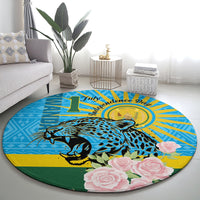 Rwanda Independence Day Round Carpet Leopard With Roses