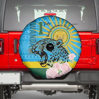 Rwanda Independence Day Spare Tire Cover Leopard With Roses - Wonder Print Shop