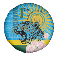 Rwanda Independence Day Spare Tire Cover Leopard With Roses - Wonder Print Shop