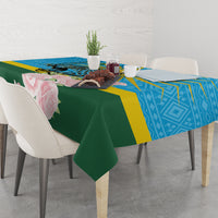 Rwanda Independence Day Tablecloth Leopard With Roses - Wonder Print Shop