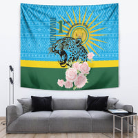 Rwanda Independence Day Tapestry Leopard With Roses - Wonder Print Shop