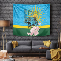 Rwanda Independence Day Tapestry Leopard With Roses - Wonder Print Shop