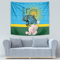 Rwanda Independence Day Tapestry Leopard With Roses - Wonder Print Shop