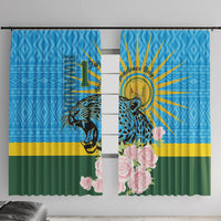 Rwanda Independence Day Window Curtain Leopard With Roses - Wonder Print Shop