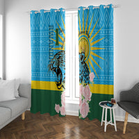 Rwanda Independence Day Window Curtain Leopard With Roses - Wonder Print Shop