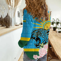 Rwanda Independence Day Women Casual Shirt Leopard With Roses - Wonder Print Shop