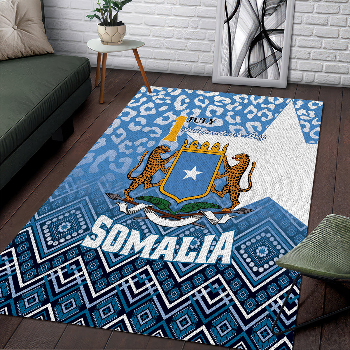 Somalia Independence Day 2024 Area Rug Somali Star Leopard Mix African Pattern
